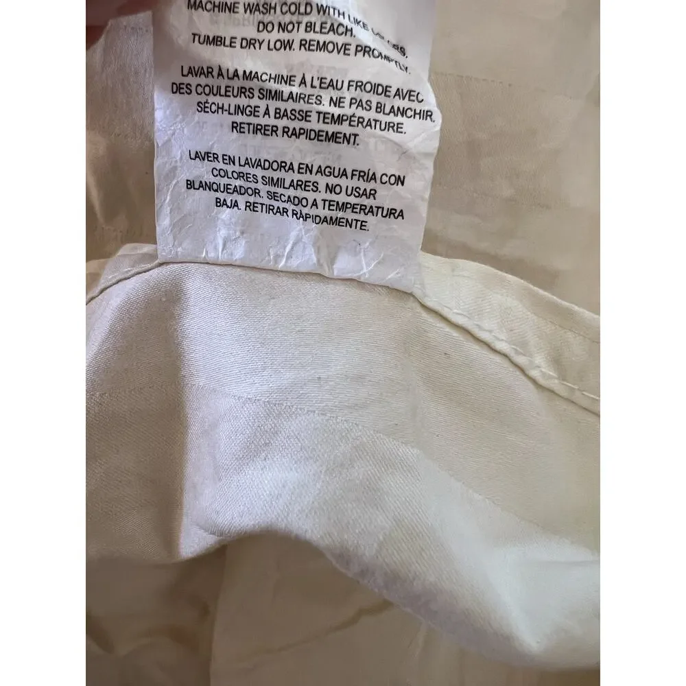 Wamsutta 100% Cotton Queen Flat Sheet Cream Damask Striped